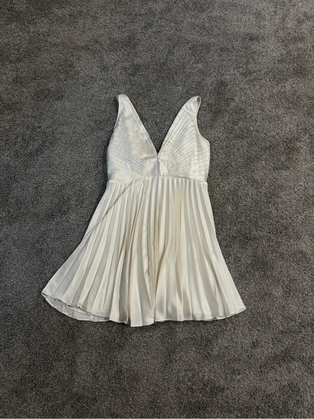 V-Neck Pleated White Satin Mini Dress from Abercrombie